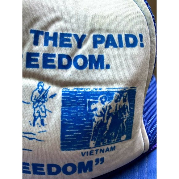 Blue White Veterans Trucker Hat Freedom War Man Woman Adjustable Mesh Snapback - Picture 8 of 12